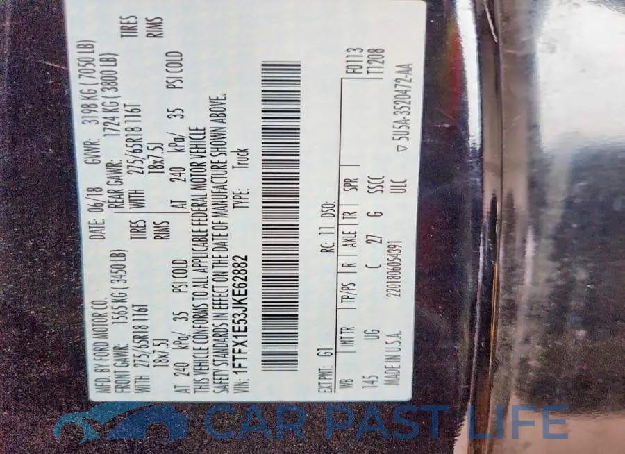 1FTFX1E53JKE62882# 13