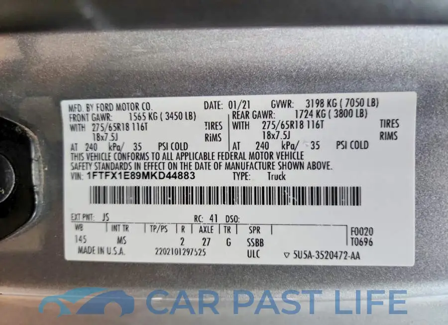 1FTFX1E89MKD44883# 12