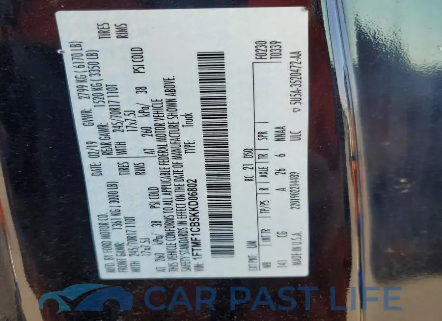 1FTMF1CB5KKD06802# 12