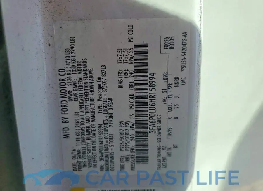 3FA6P0LU6HR158994# 12