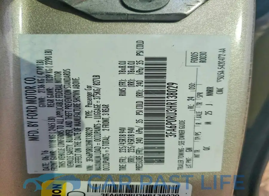 3FA6P0RU3HR138029# 12