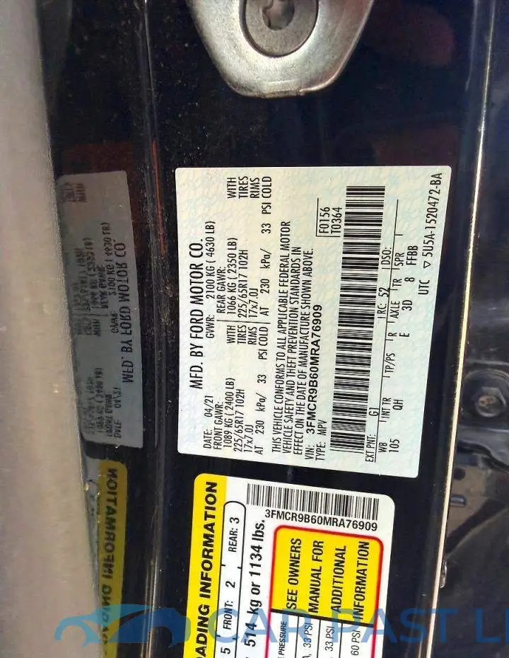 3FMCR9B60MRA76909# 10