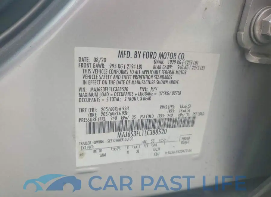 MAJ6S3FL1LC388520# 12