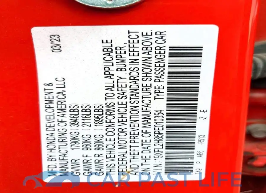 19XFL2H85PE010354# 12