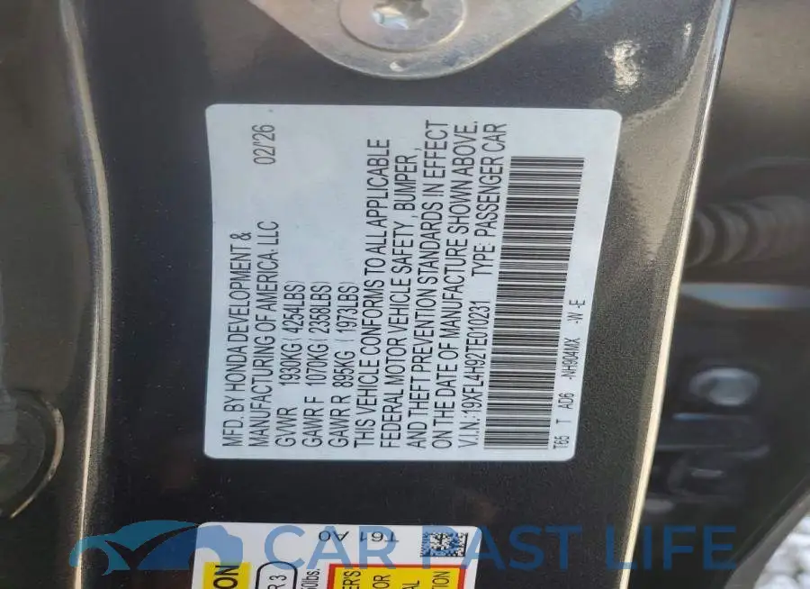 19XFL4H92TE010231# 12