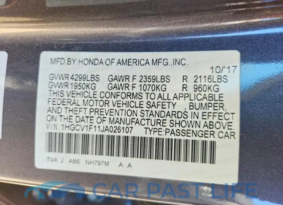 1HGCV1F11JA026107# 13