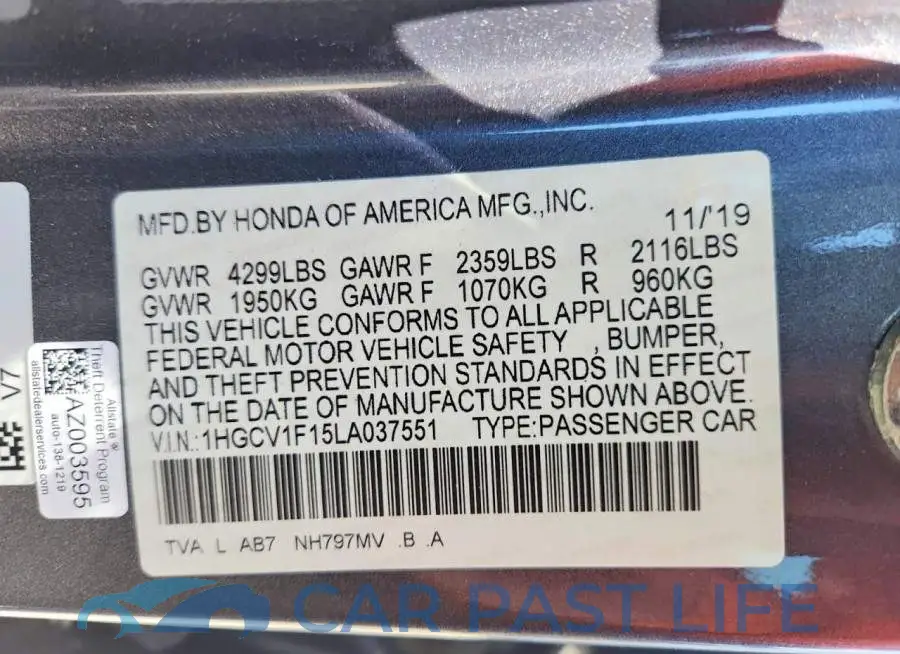 1HGCV1F15LA037551# 12