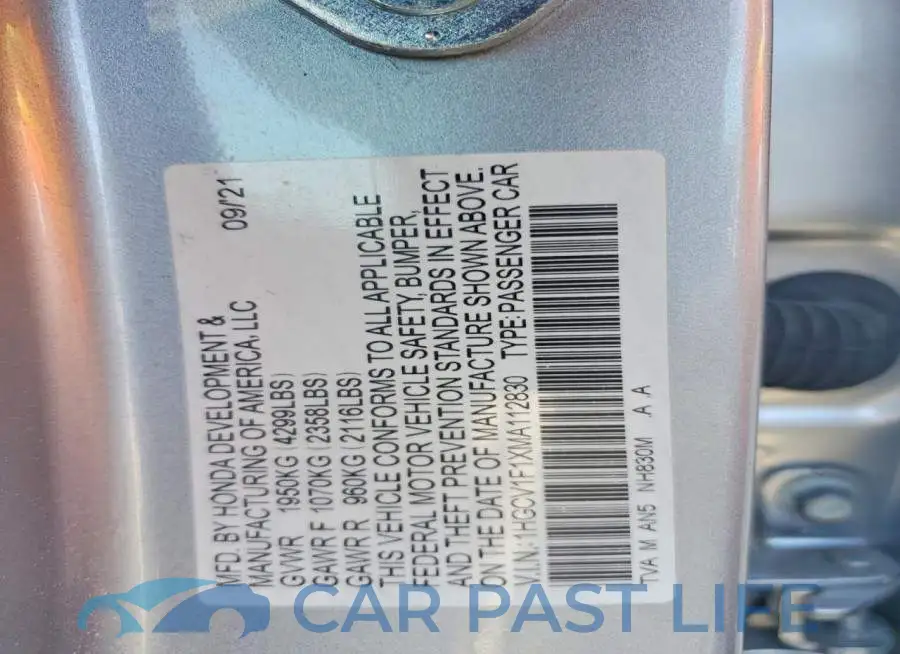 1HGCV1F1XMA112830# 12
