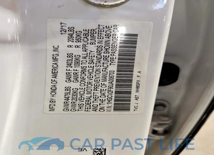 1HGCV2F90JA006703# 12