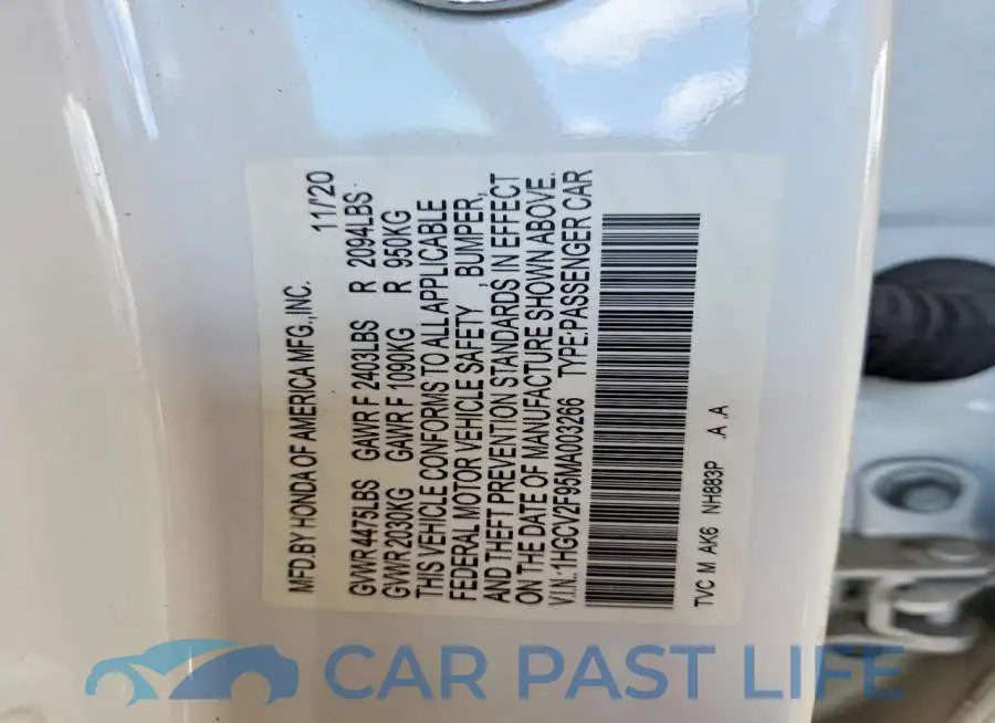 1HGCV2F95MA003266# 13