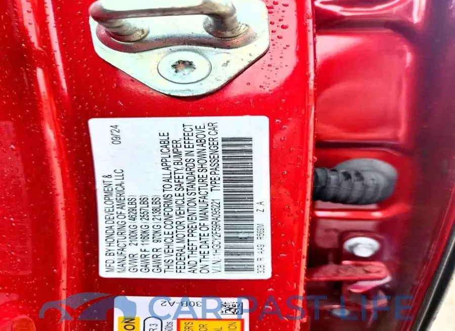 1HGCY2F59RA095221# 12
