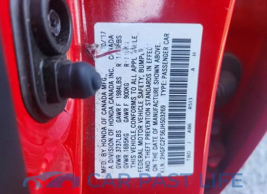 2HGFC2F56JH503269# 12