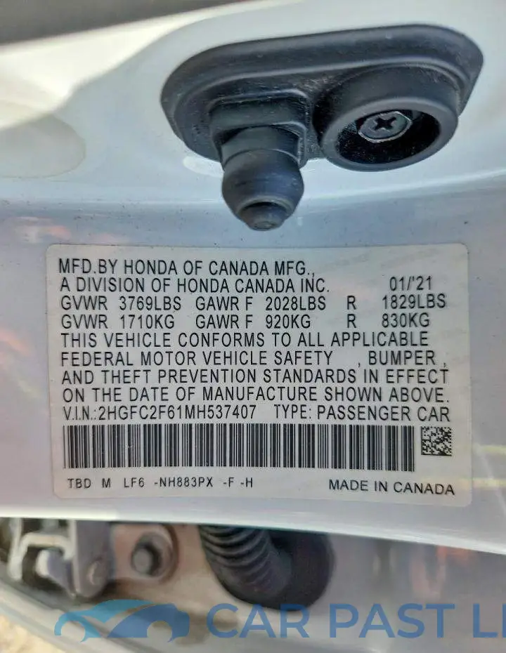 2HGFC2F61MH537407# 12