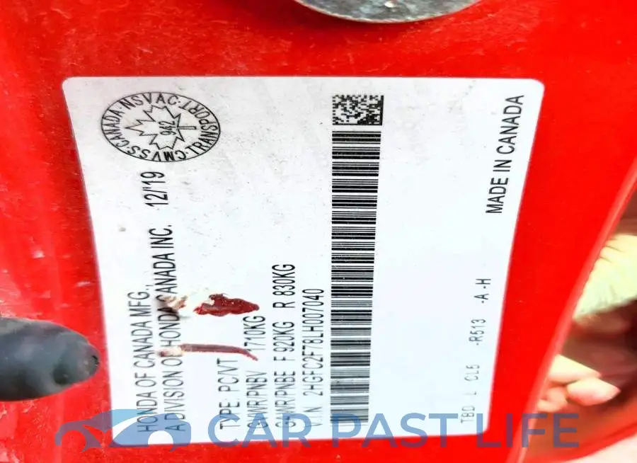 2HGFC2F78LH007040# 12