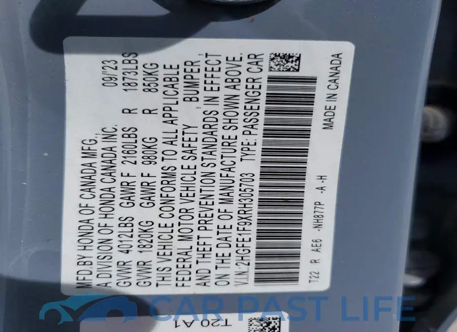 2HGFE1F9XRH305703# 13