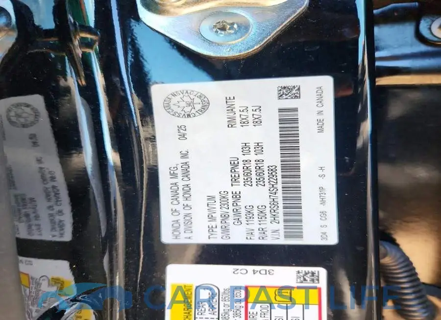 2HKRS6H74SH229583# 14