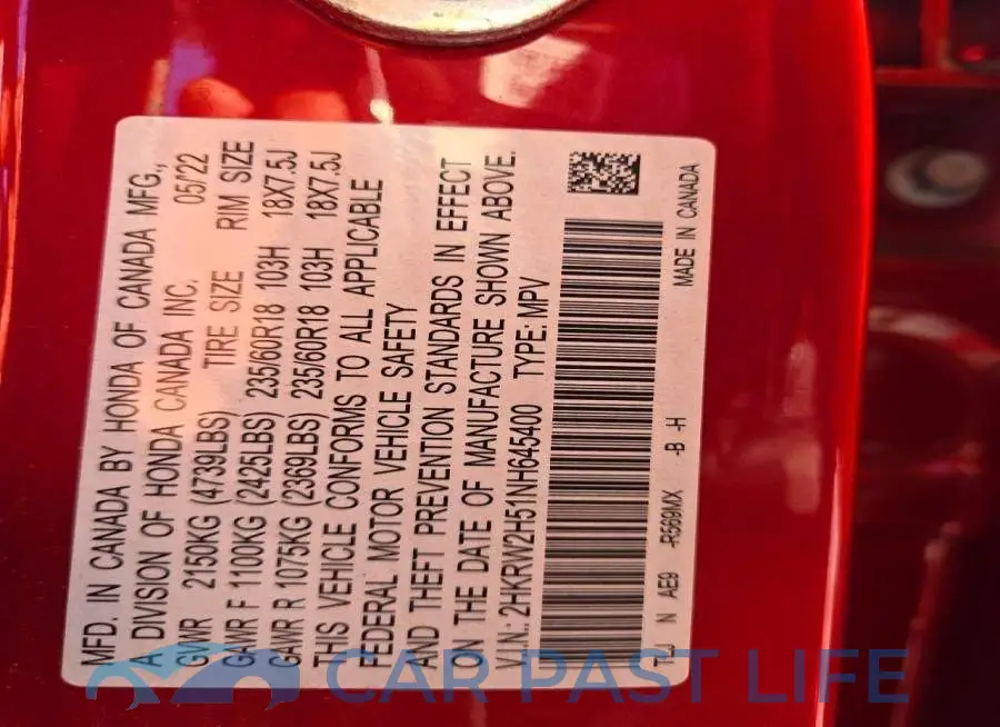 2HKRW2H51NH645400# 13