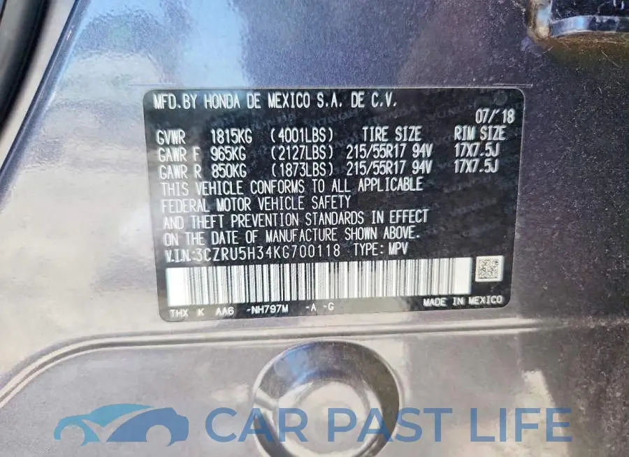 3CZRU5H34KG700118# 14