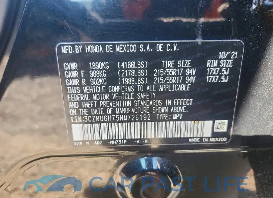 3CZRU6H75NM726192# 13
