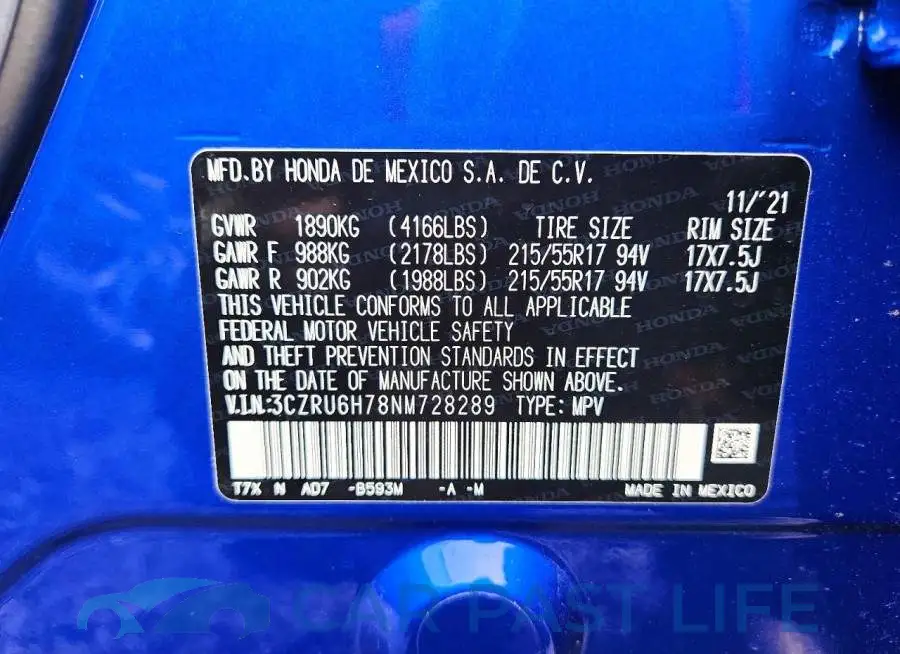 3CZRU6H78NM728289# 14
