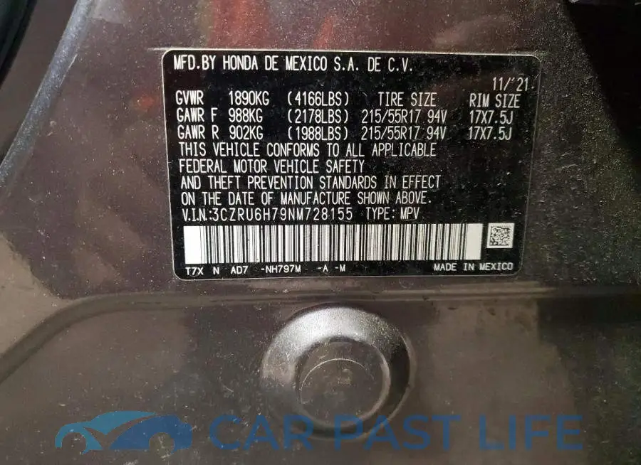 3CZRU6H79NM728155# 12