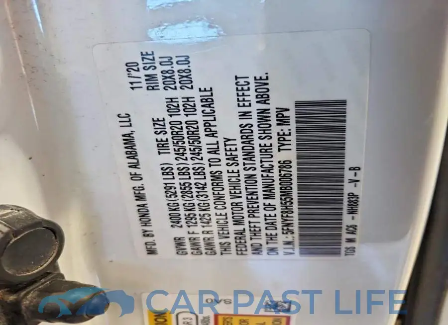 5FNYF8H55MB006786# 13