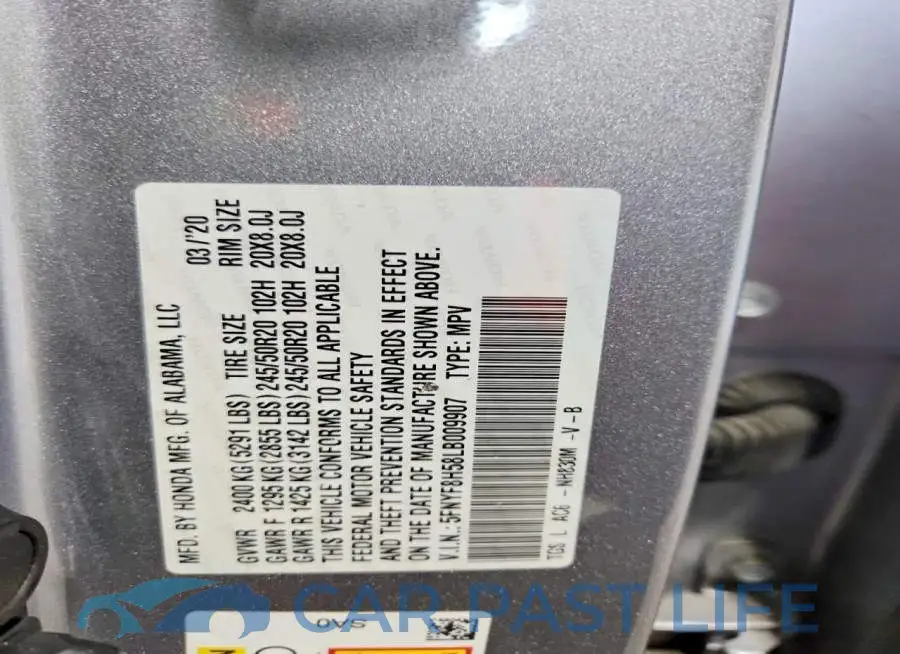 5FNYF8H58LB009907# 13