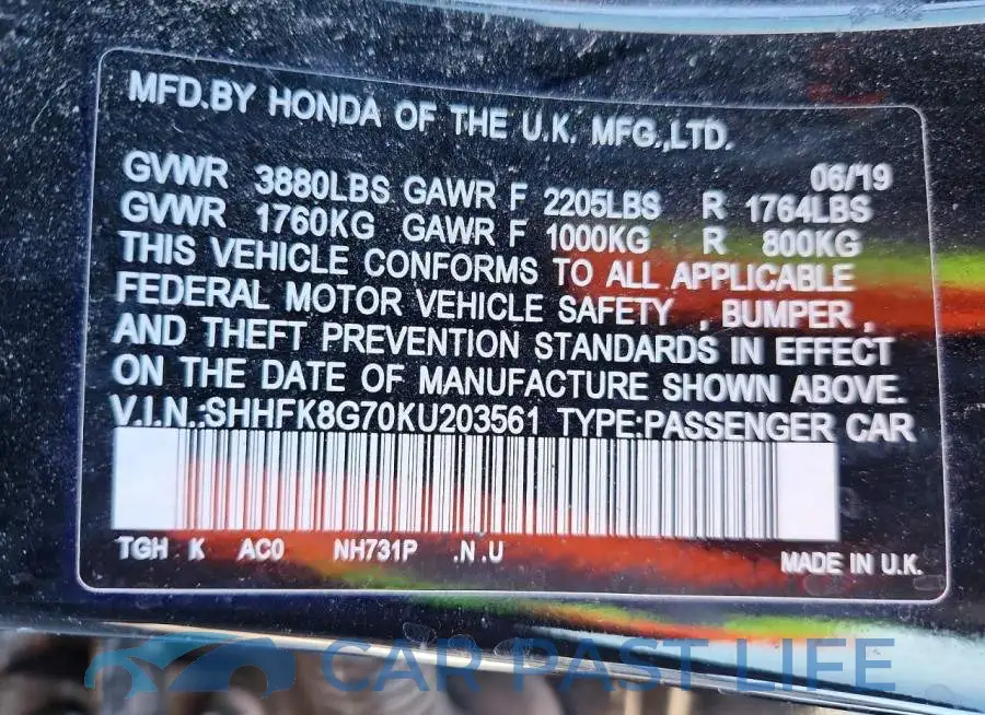 SHHFK8G70KU203561# 13