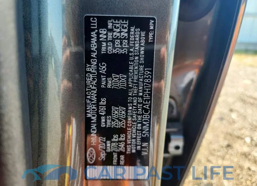 5NMJBCAE1PH178391# 12