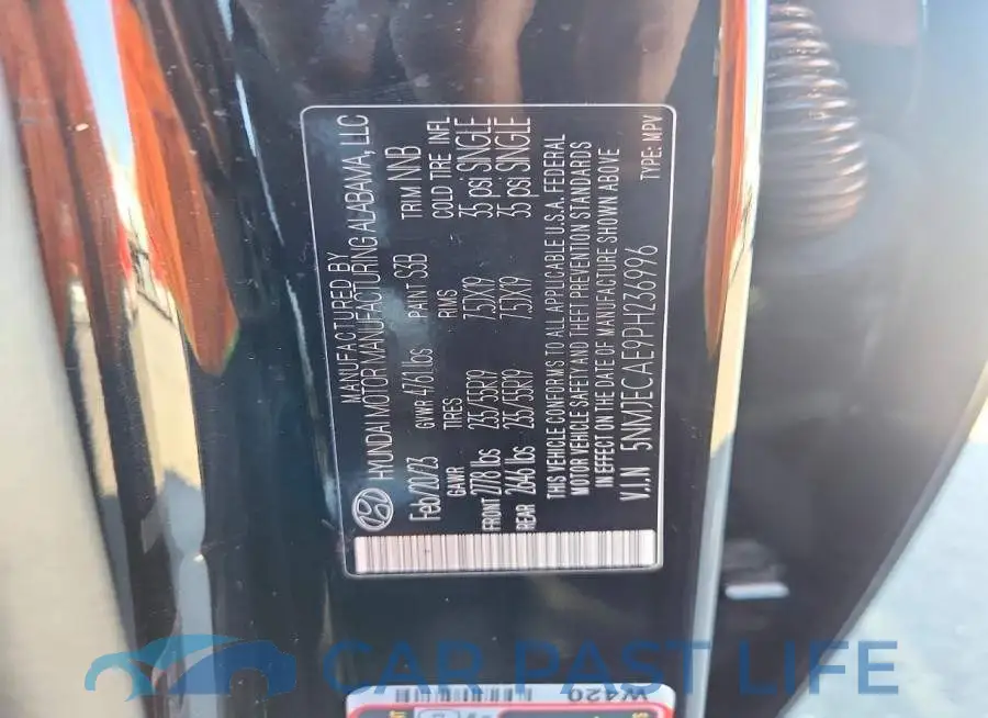 5NMJECAE9PH236996# 13