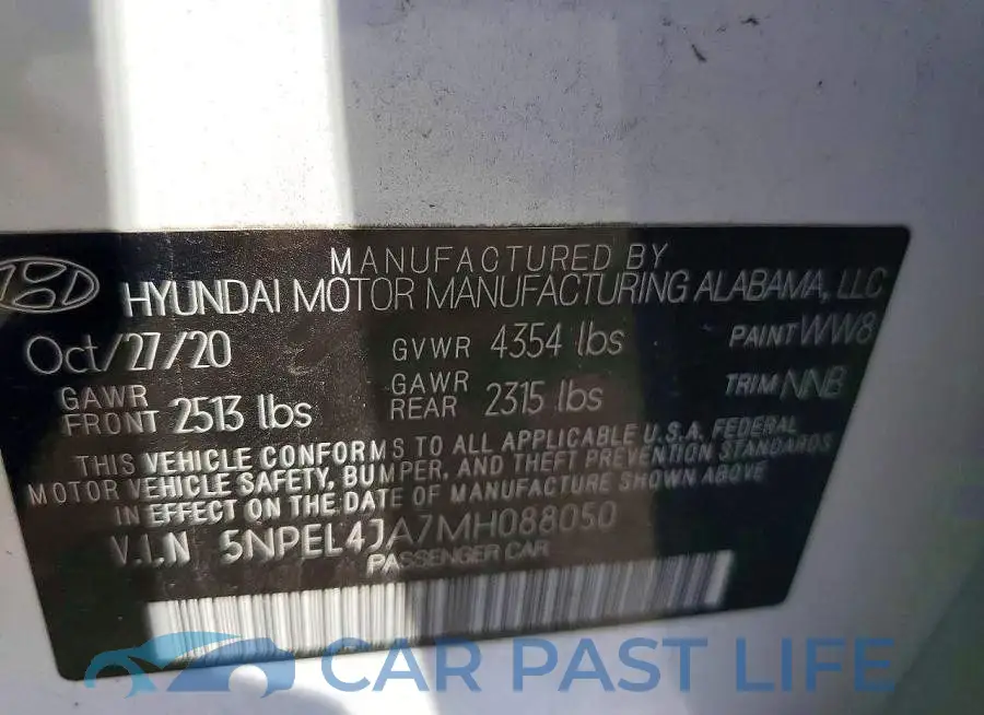 5NPEL4JA7MH088050# 12