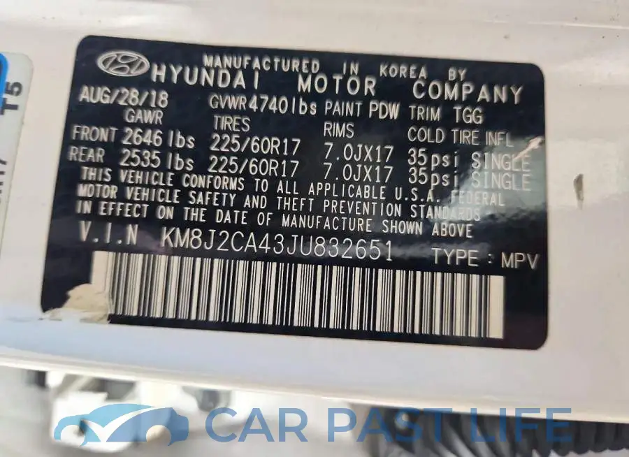 KM8J2CA43JU832651# 13