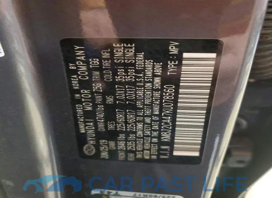 KM8J2CA47KU078560# 13
