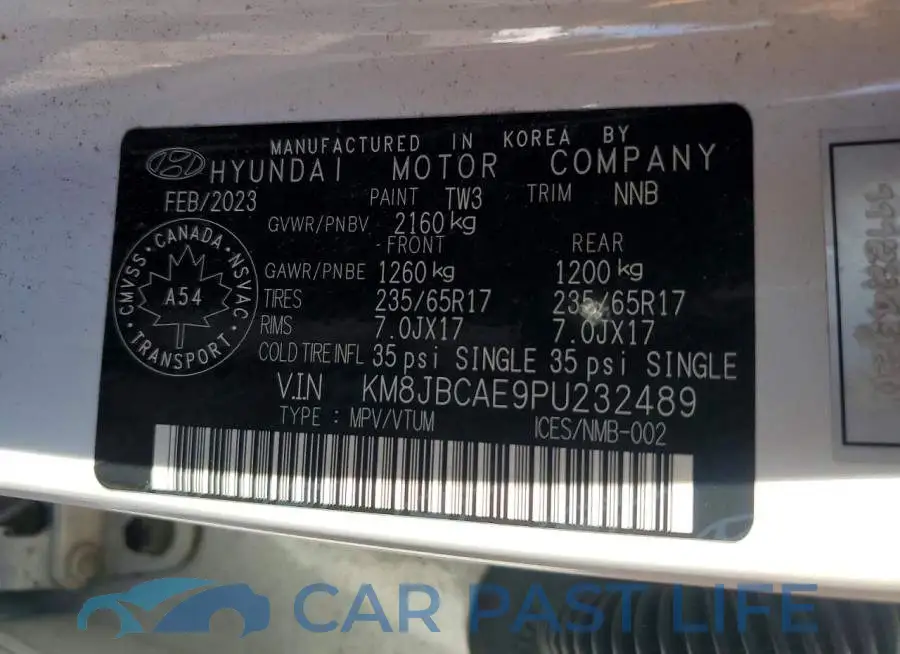 KM8JBCAE9PU232489# 13