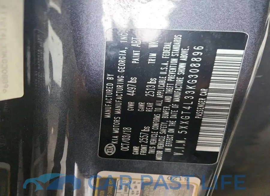 5XXGT4L33KG308896# 12