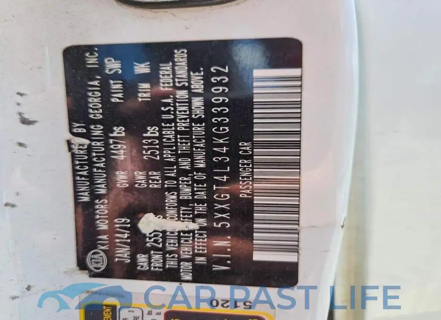 5XXGT4L34KG339932# 13