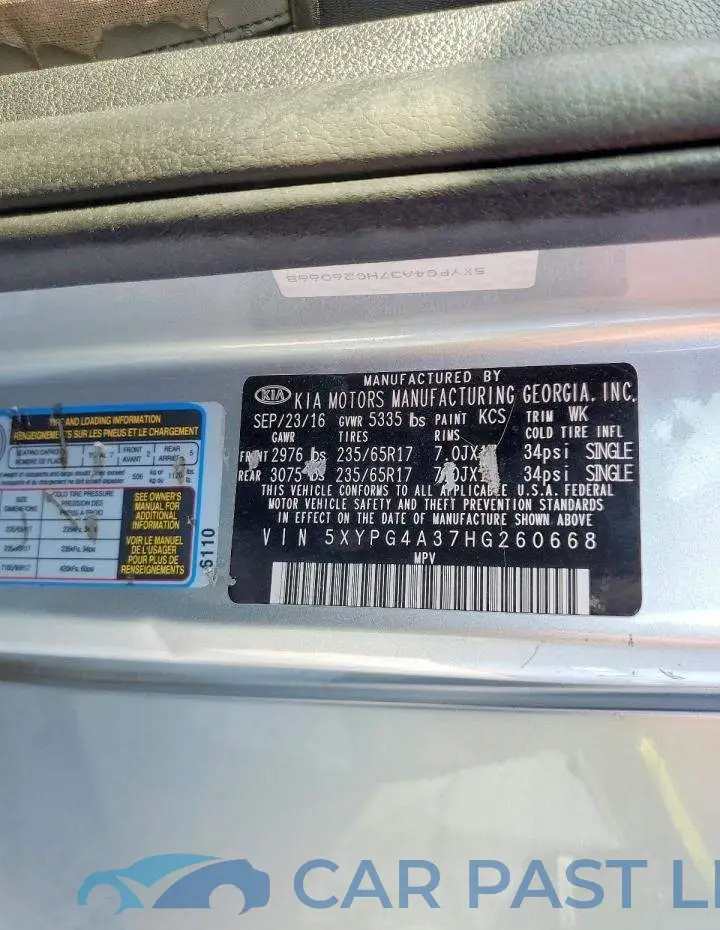 5XYPG4A37HG260668# 13