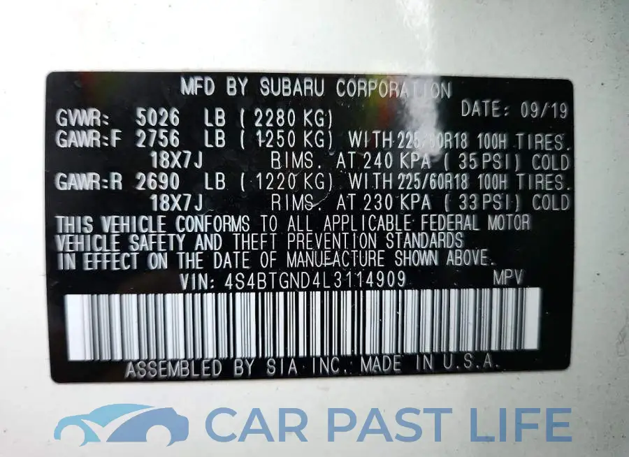 4S4BTGND4L3114909# 14