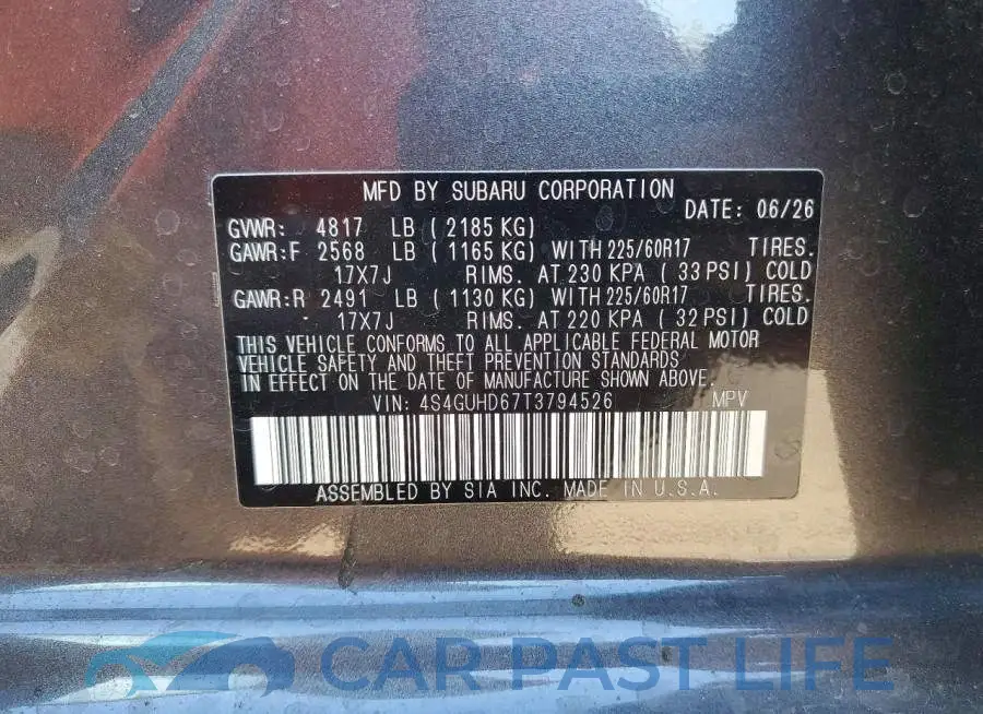 4S4GUHD67T3794526# 12