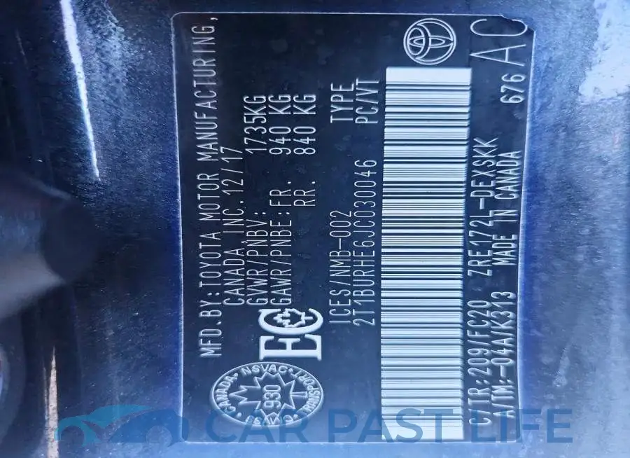 2T1BURHE6JC030046# 12