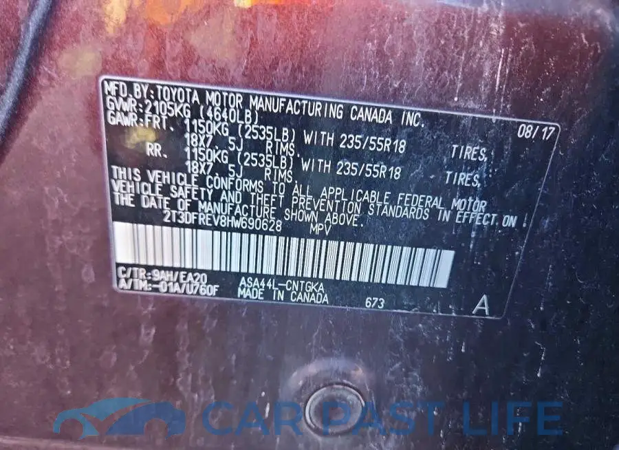 2T3DFREV8HW690628# 13