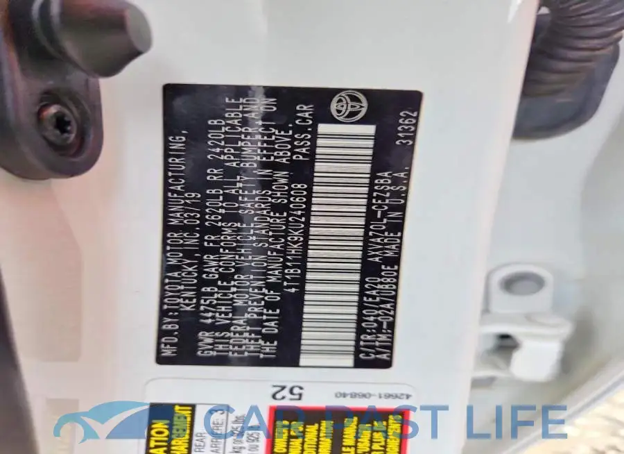 4T1B11HK9KU240608# 12