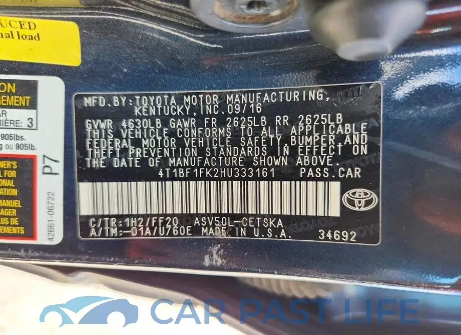 4T1BF1FK2HU333161# 12