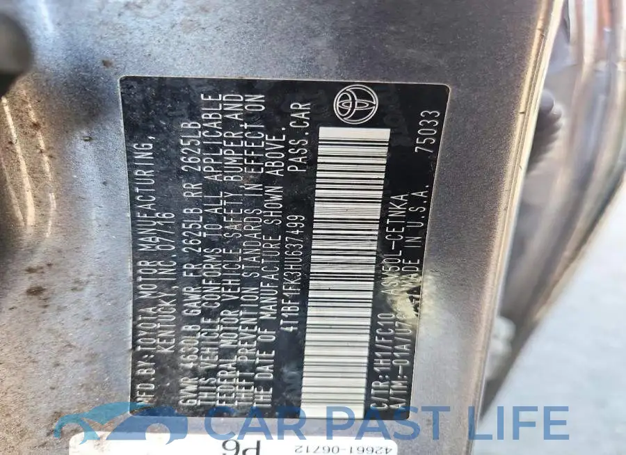 4T1BF1FK3HU637499# 12
