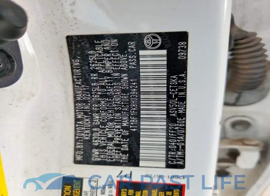 4T1BF1FK8HU394241# 12