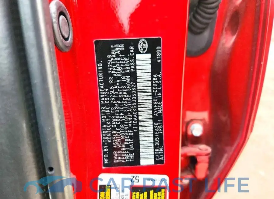4T1DAACK5SU050627# 12