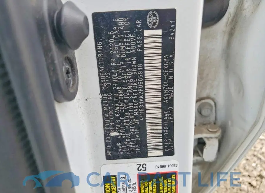 4T1F31AK2PU605918# 12