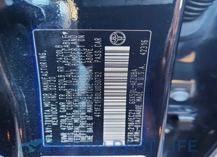 4T1FZ1FB0LU050792# 12
