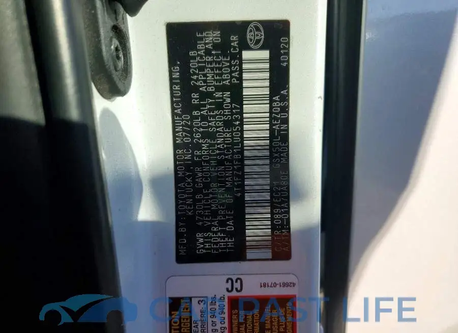 4T1FZ1FB1LU054317# 12