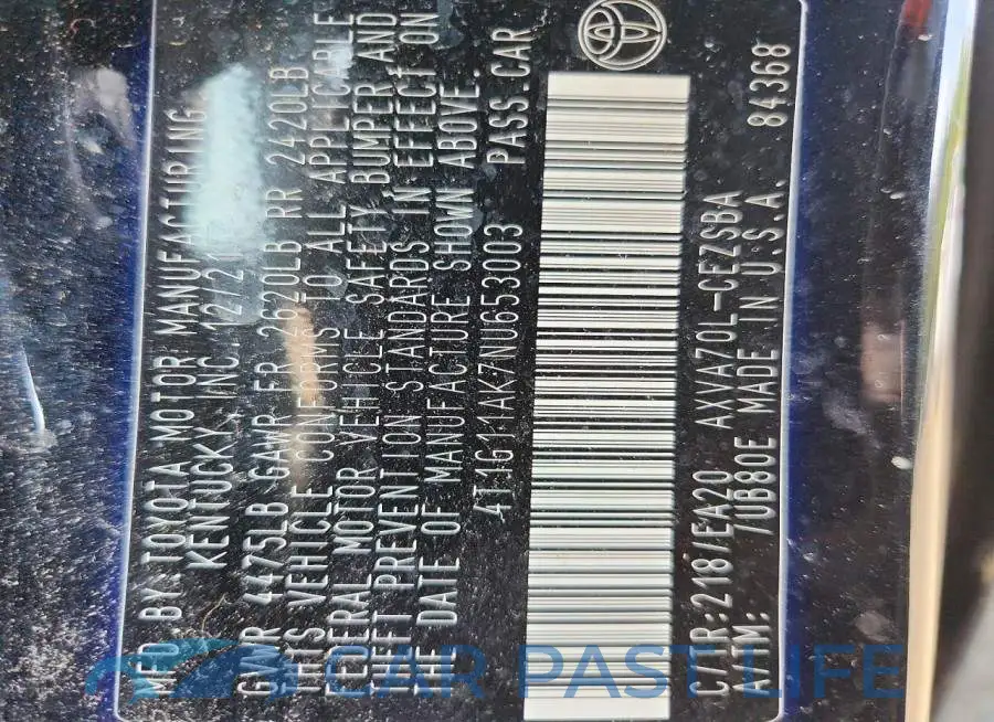 4T1G11AK7NU653003# 12